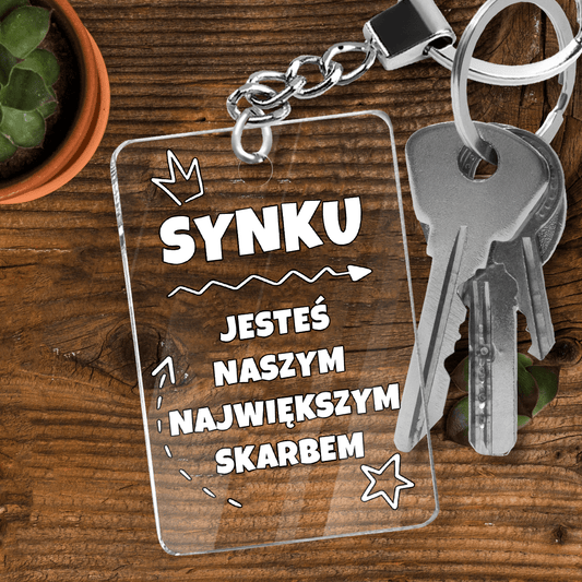 Największy skarb - brelok do kluczy, spersonalizowany prezent dla syna - idamell.com