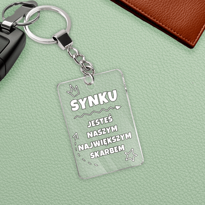 Największy skarb - brelok do kluczy, spersonalizowany prezent dla syna - idamell.com