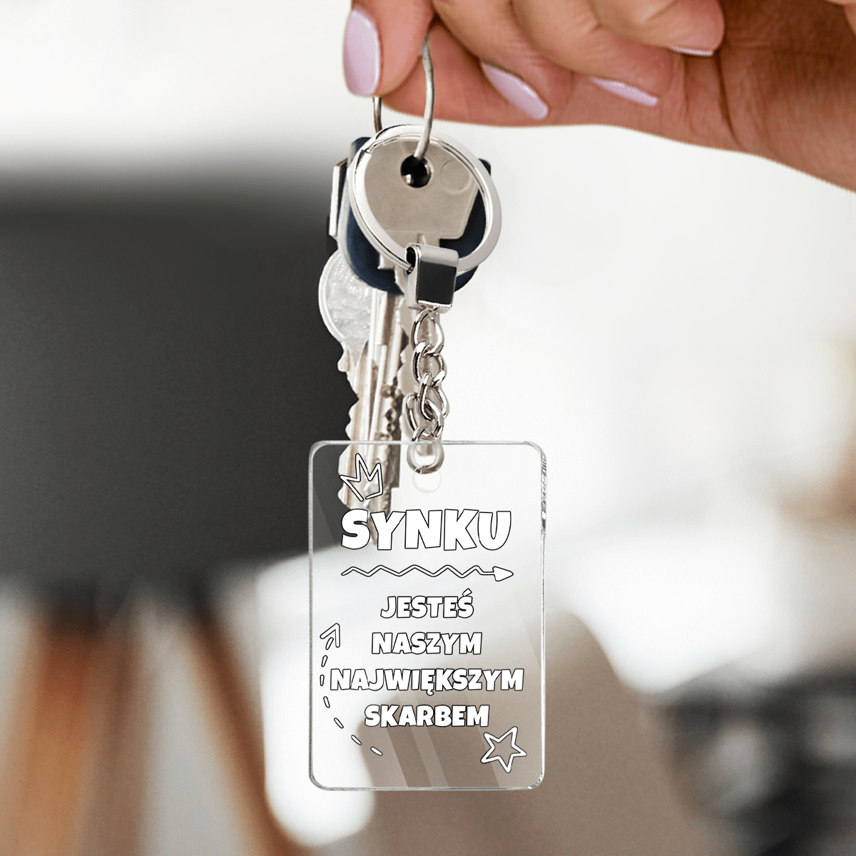 Największy skarb - brelok do kluczy, spersonalizowany prezent dla syna - idamell.com