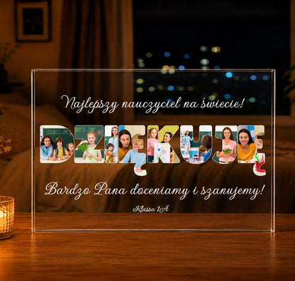 Napis DZIĘKUJĘ kolaż - Druk na szkle, spersonalizowany prezent dla nauczyciela - idamell.com