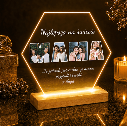 Napis MAMA fotokolaż - Druk na szkle, spersonalizowany prezent dla mamy - idamell.com