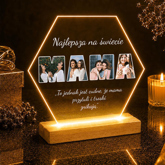 Napis MAMA fotokolaż - Druk na szkle, spersonalizowany prezent dla mamy - idamell.com