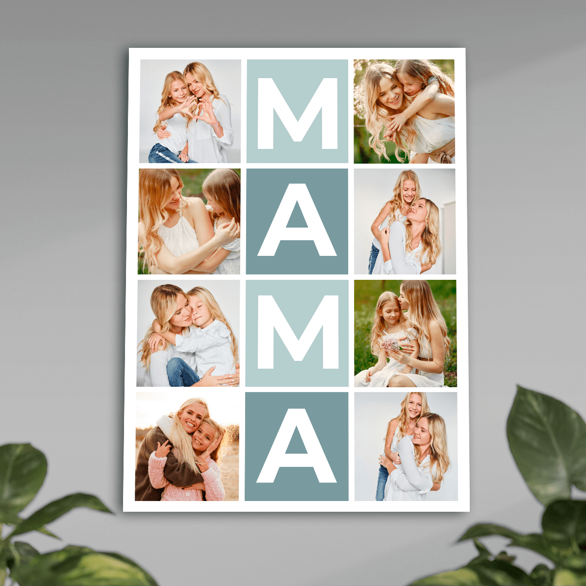 Napis MAMA + kolaż - plakat, spersonalizowany prezent dla mamy - idamell.com