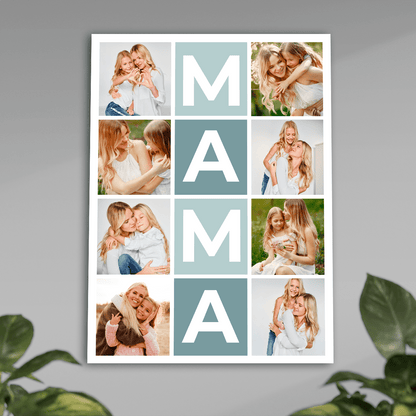 Napis MAMA + kolaż - plakat, spersonalizowany prezent dla mamy - idamell.com