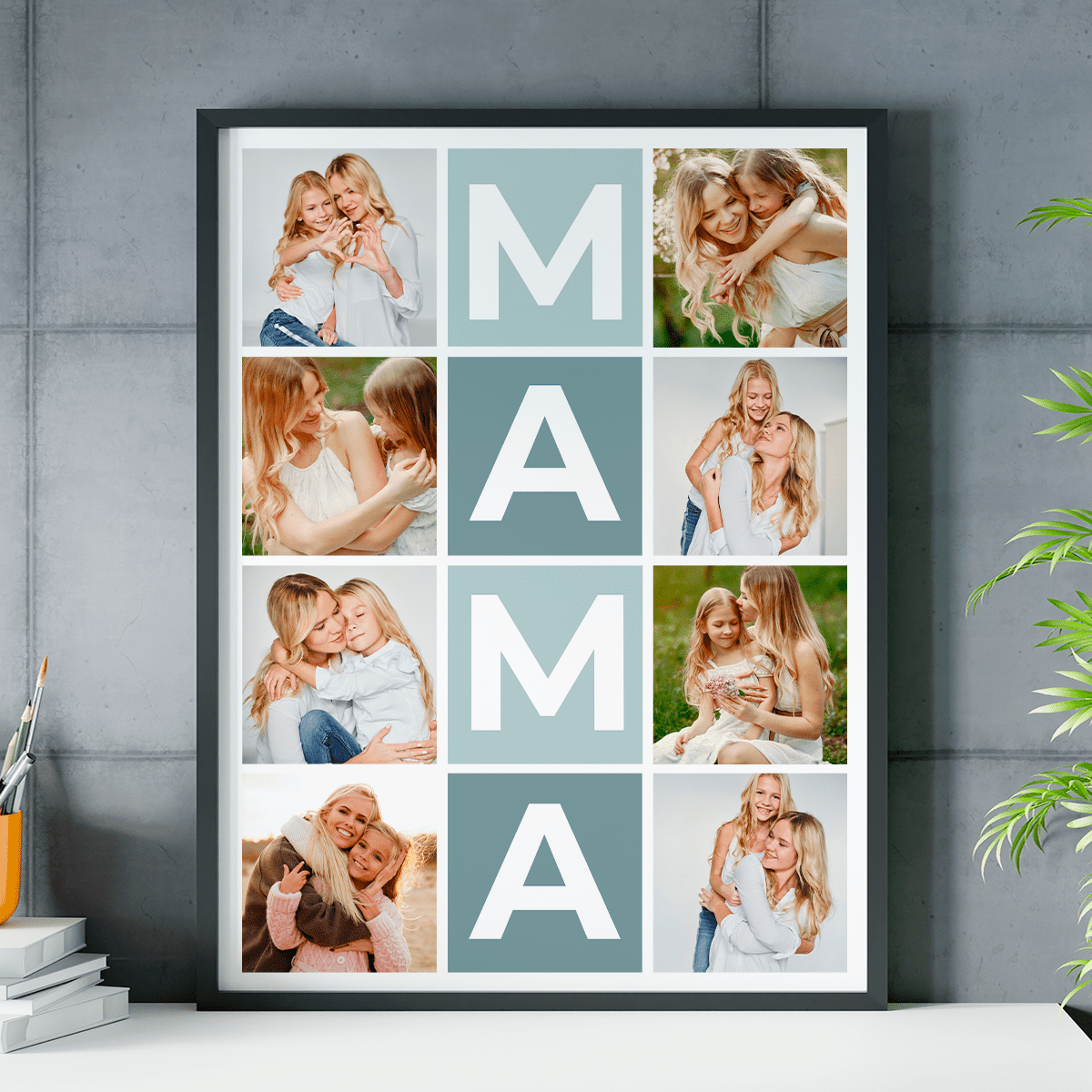 Napis MAMA + kolaż - plakat, spersonalizowany prezent dla mamy - idamell.com