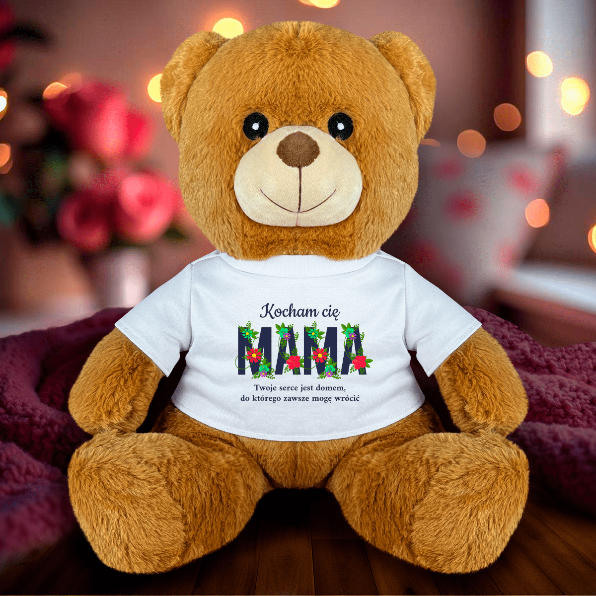 Napis MAMA - Miś z nadrukiem, spersonalizowany prezent dla mamy - idamell.com