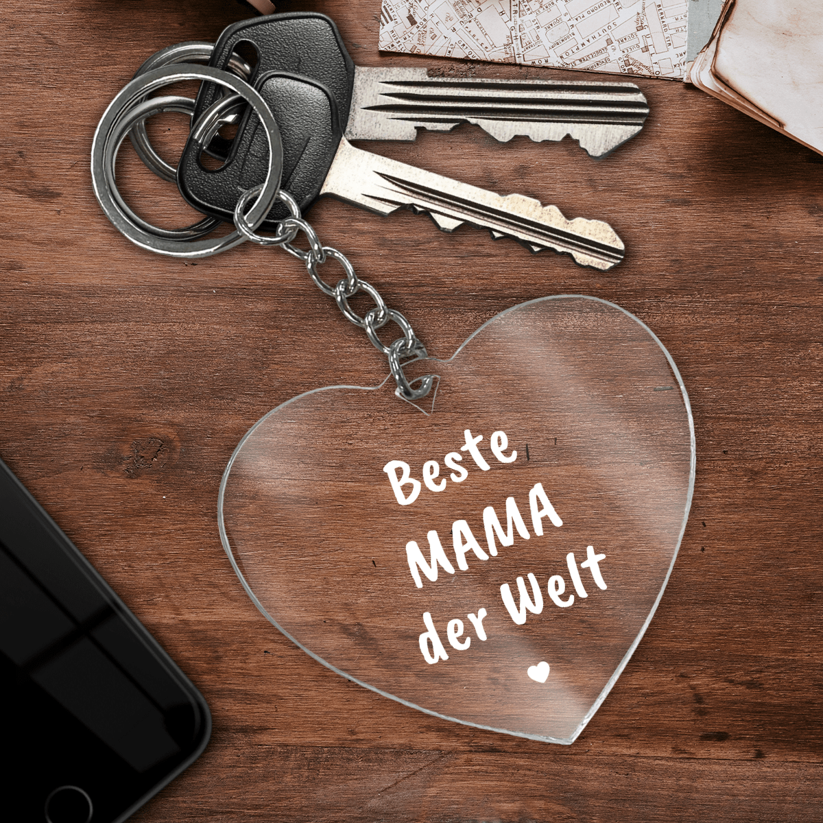 Napis NAJLEPSZA MAMA NA ŚWIECIE! - brelok do kluczy, spersonalizowany prezent dla mamy - idamell.com