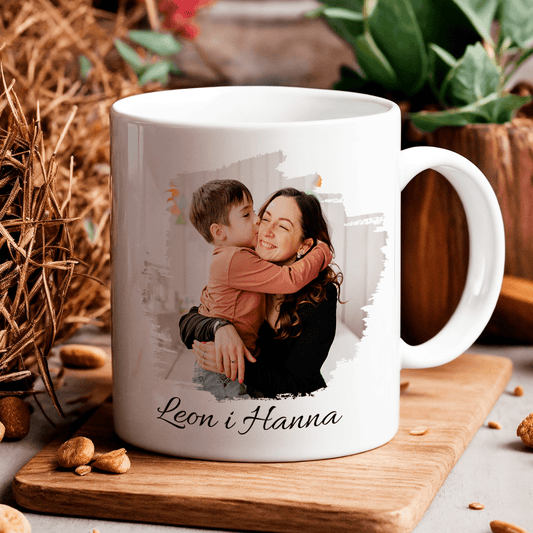 Napis najlepsza mama + zdjęcie - 1x Kubek z nadrukiem, spersonalizowany prezent dla mamy - idamell.com