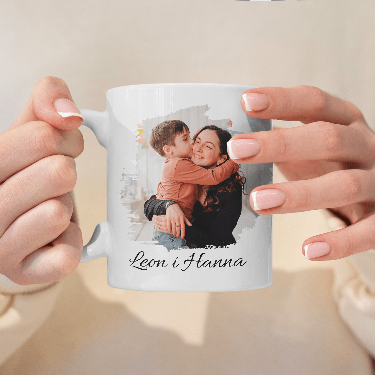Napis najlepsza mama + zdjęcie - 1x Kubek z nadrukiem, spersonalizowany prezent dla mamy - idamell.com