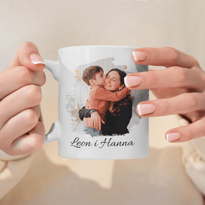 Napis najlepsza mama + zdjęcie - 1x Kubek z nadrukiem, spersonalizowany prezent dla mamy - idamell.com