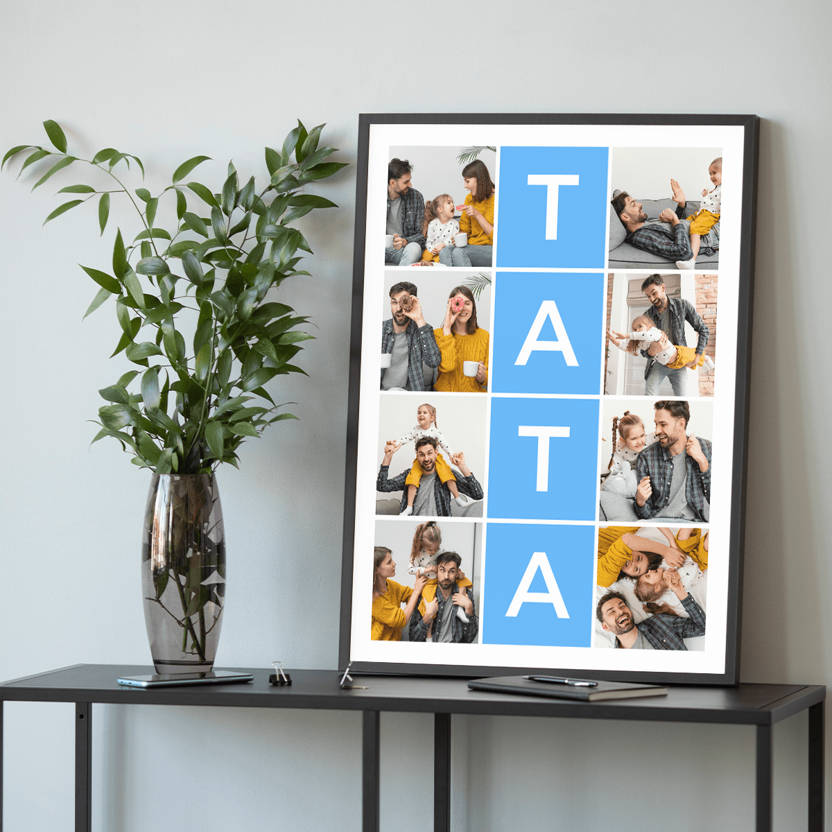 Napis TATA + kolaż zdjęć - plakat, spersonalizowany prezent dla taty - idamell.com
