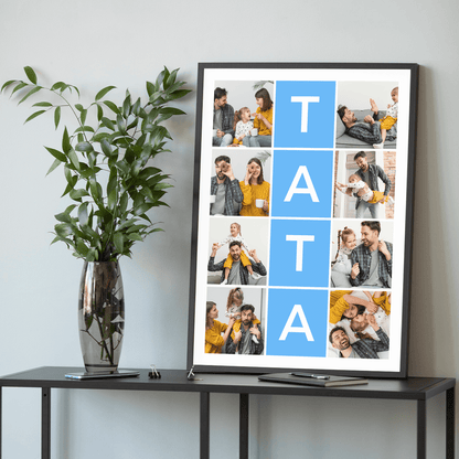 Napis TATA + kolaż zdjęć - plakat, spersonalizowany prezent dla taty - idamell.com