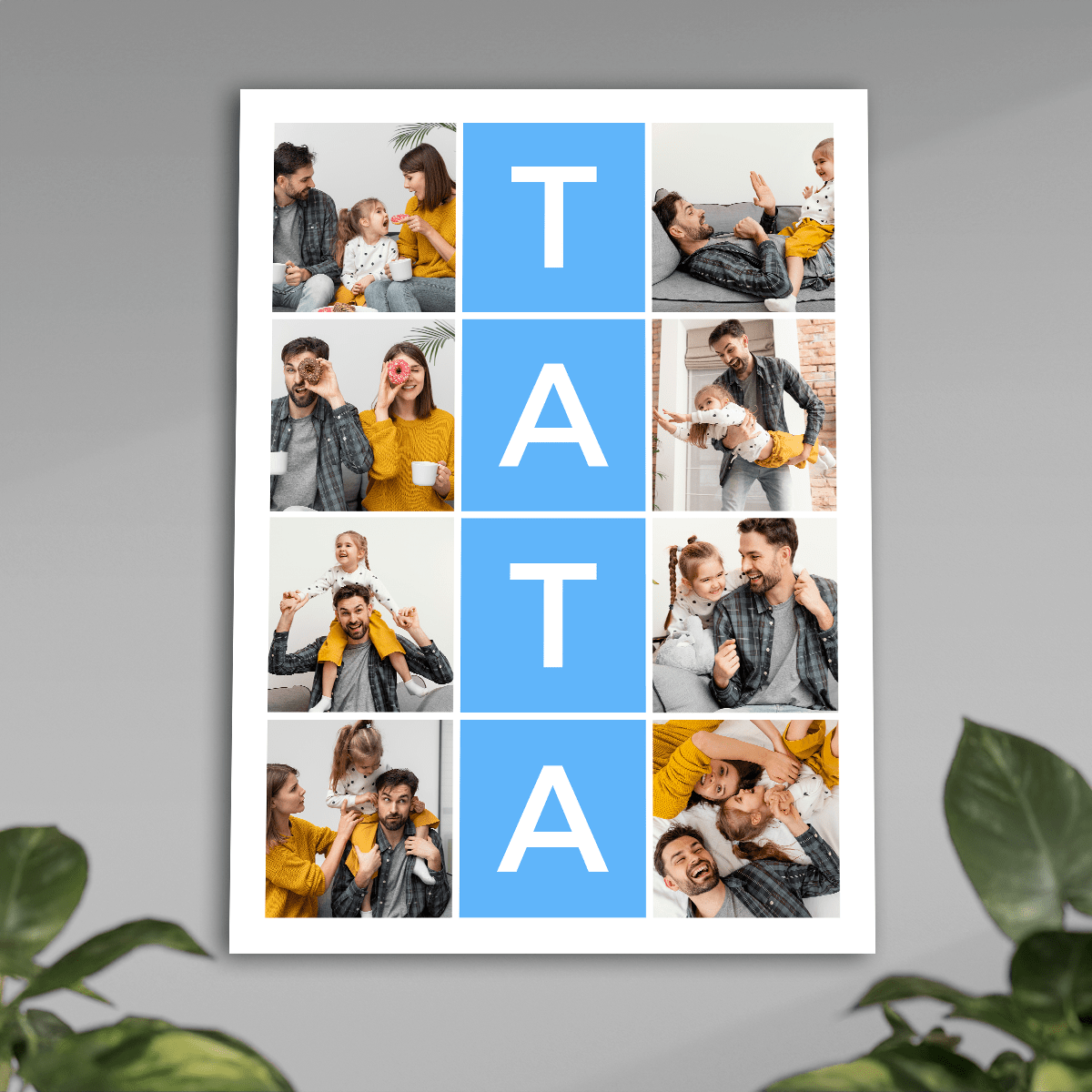 Napis TATA + kolaż zdjęć - plakat, spersonalizowany prezent dla taty - idamell.com
