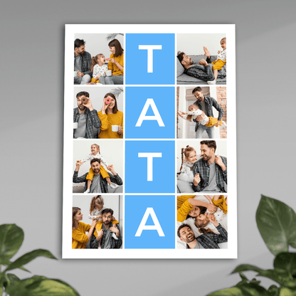 Napis TATA + kolaż zdjęć - plakat, spersonalizowany prezent dla taty - idamell.com
