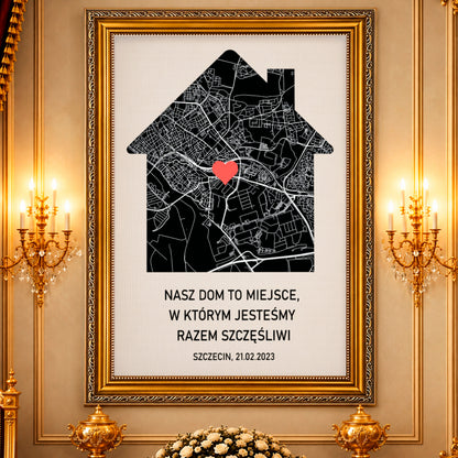 Kolaż ze zdjęć na płótnie Nasz dom — prezent dla rodziców