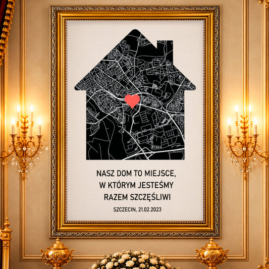 Kolaż ze zdjęć na płótnie Nasz dom — prezent dla rodziców