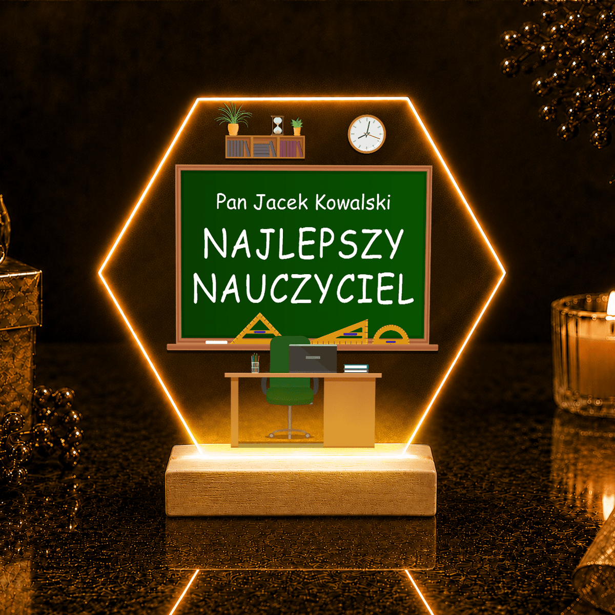 Nasz najlepszy nauczyciel - Druk na szkle, spersonalizowany prezent dla nauczyciela - idamell.com