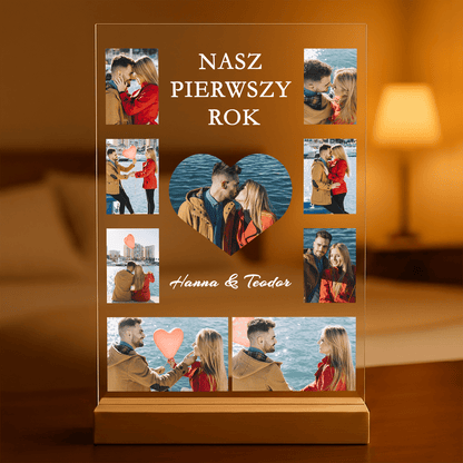Nasz rok kolaż 9 zdjęć - Druk na szkle, spersonalizowany prezent dla pary - idamell.com