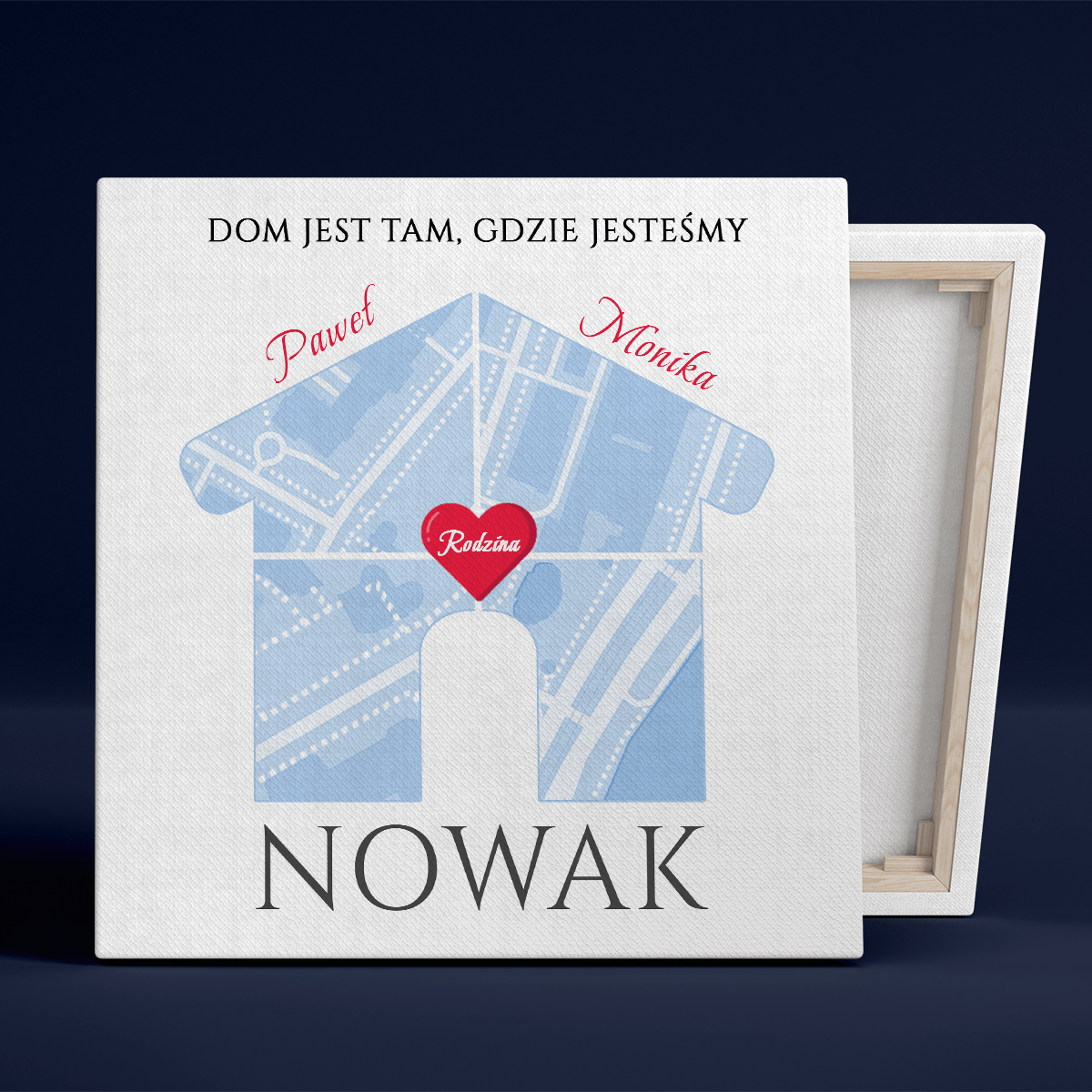 Nasz wspólny dom - druk na płótnie, spersonalizowany prezent dla rodziny - idamell.com