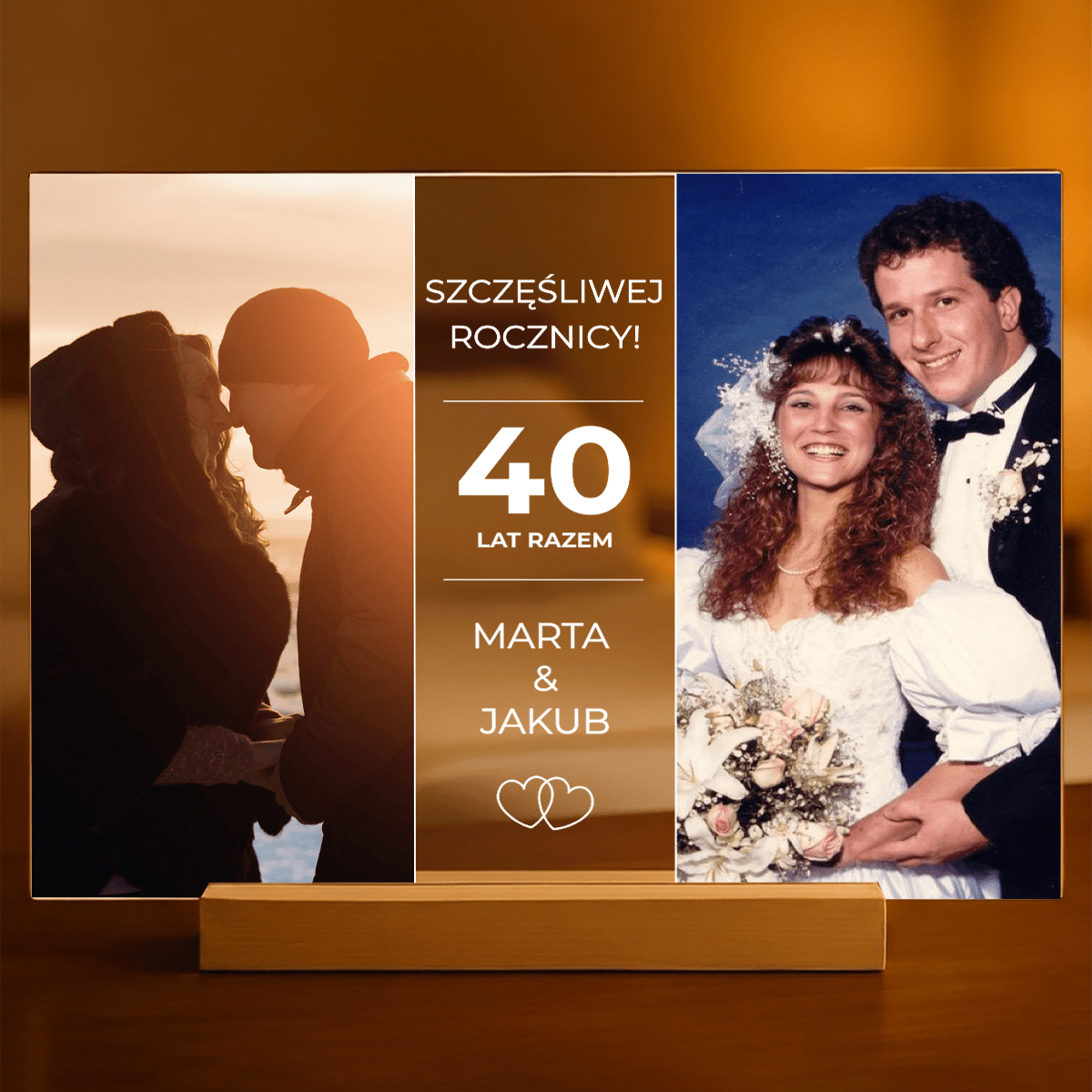 Nasza 40.rocznica - Druk na szkle, spersonalizowany prezent dla pary - idamell.com