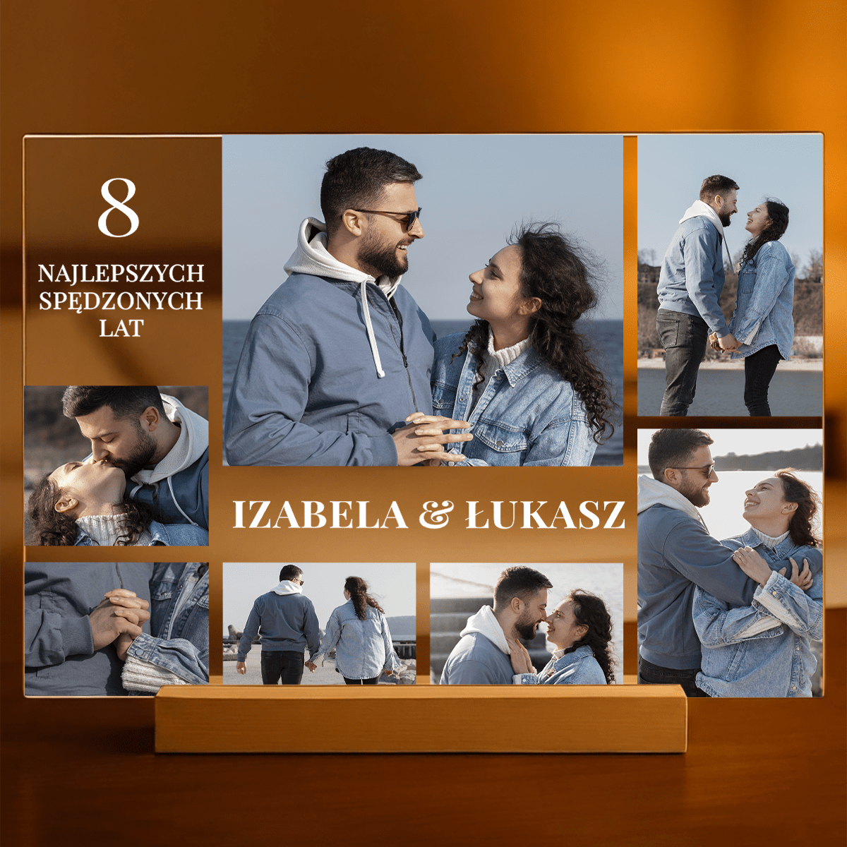 Nasza 8 rocznica - Druk na szkle, spersonalizowany prezent dla pary - idamell.com