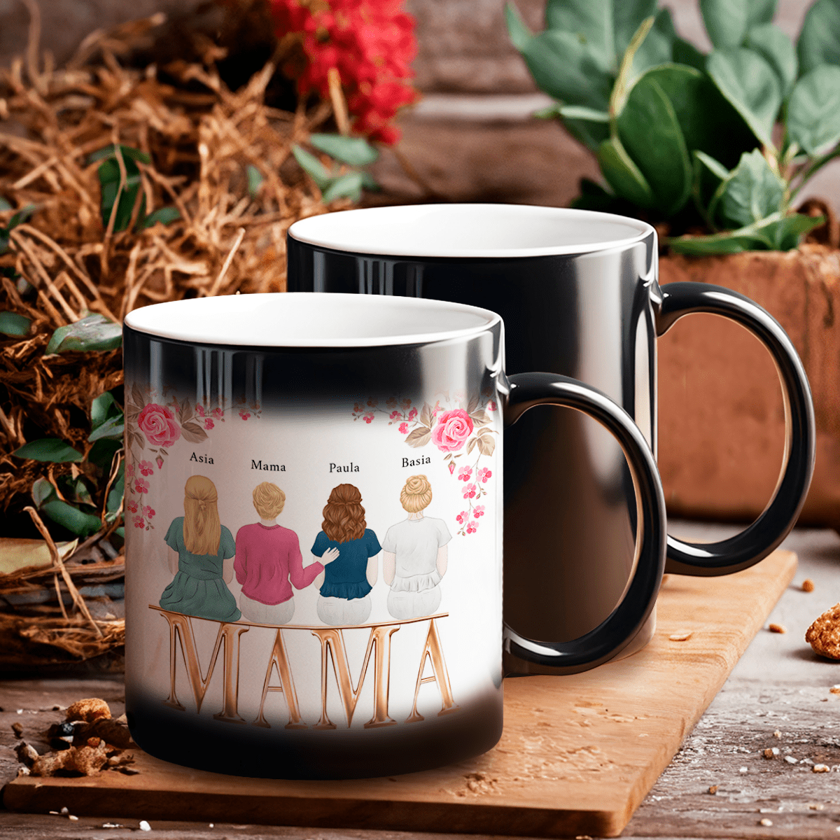 Nasza czwórka - 1x Kubek magiczny z nadrukiem, spersonalizowany prezent dla mamy - idamell.com
