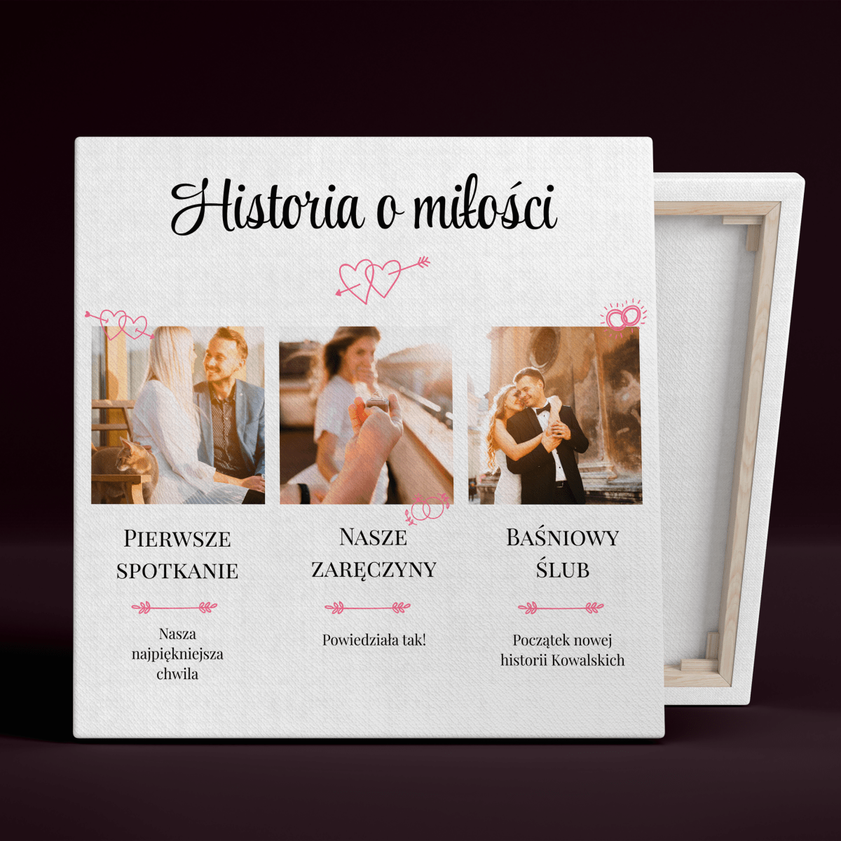 Nasza historia o miłości - druk na płótnie, spersonalizowany prezent dla pary - idamell.com