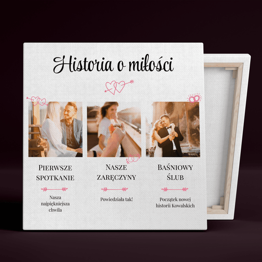 Nasza historia o miłości - druk na płótnie, spersonalizowany prezent dla pary - idamell.com