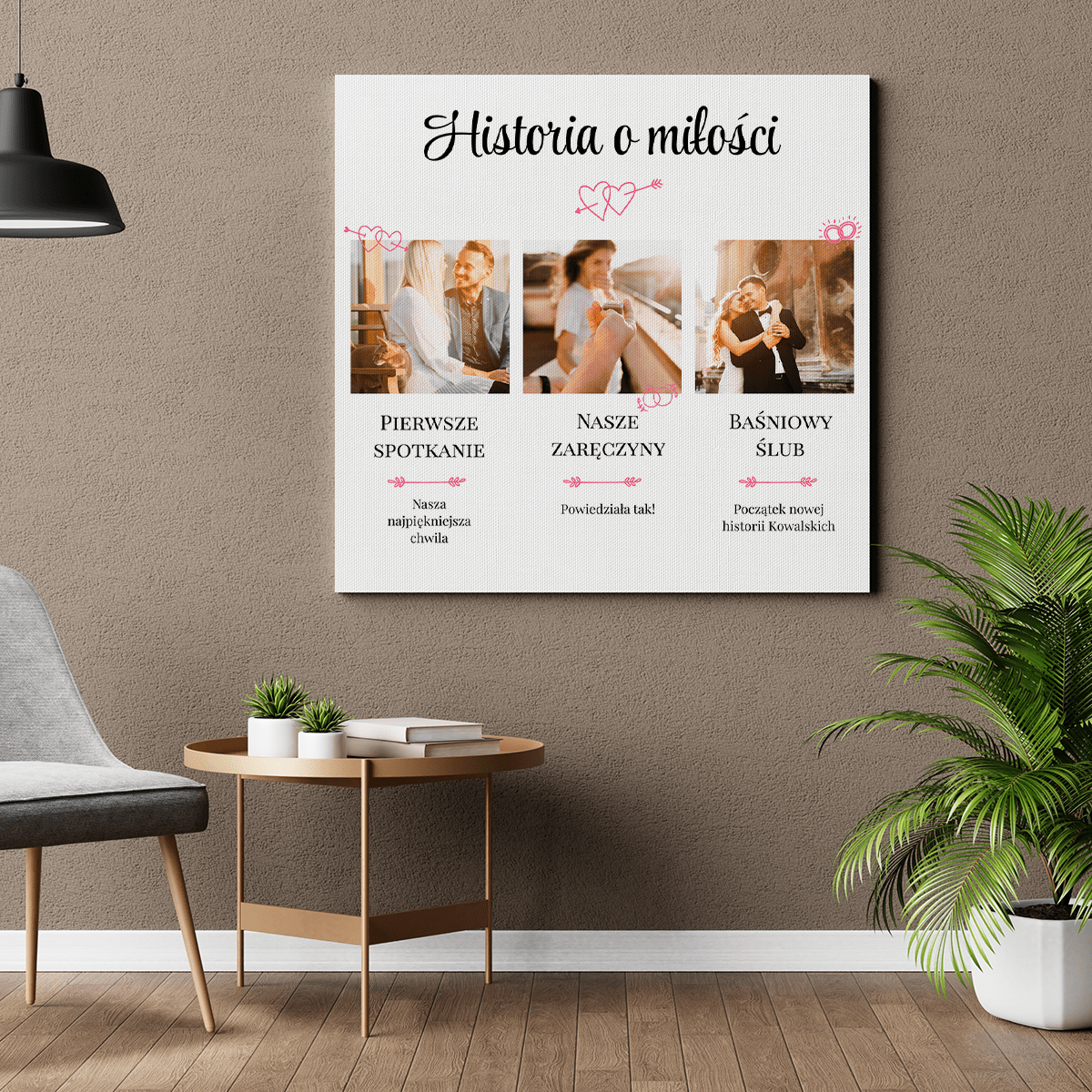 Nasza historia o miłości - druk na płótnie, spersonalizowany prezent dla pary - idamell.com