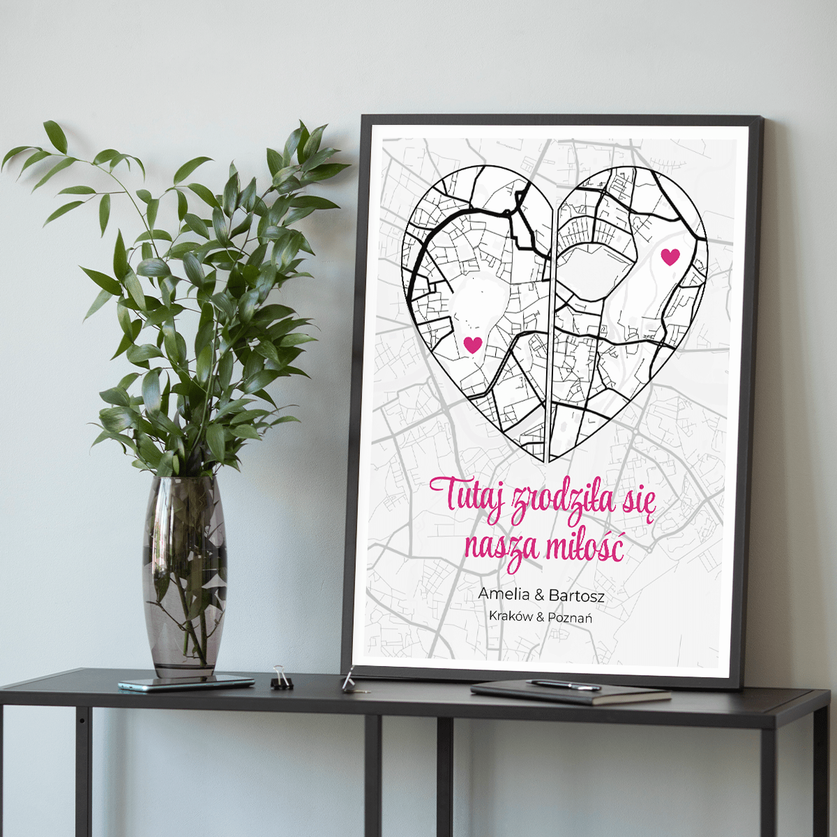 Nasza miłość mapa - plakat, spersonalizowany prezent dla pary - idamell.com