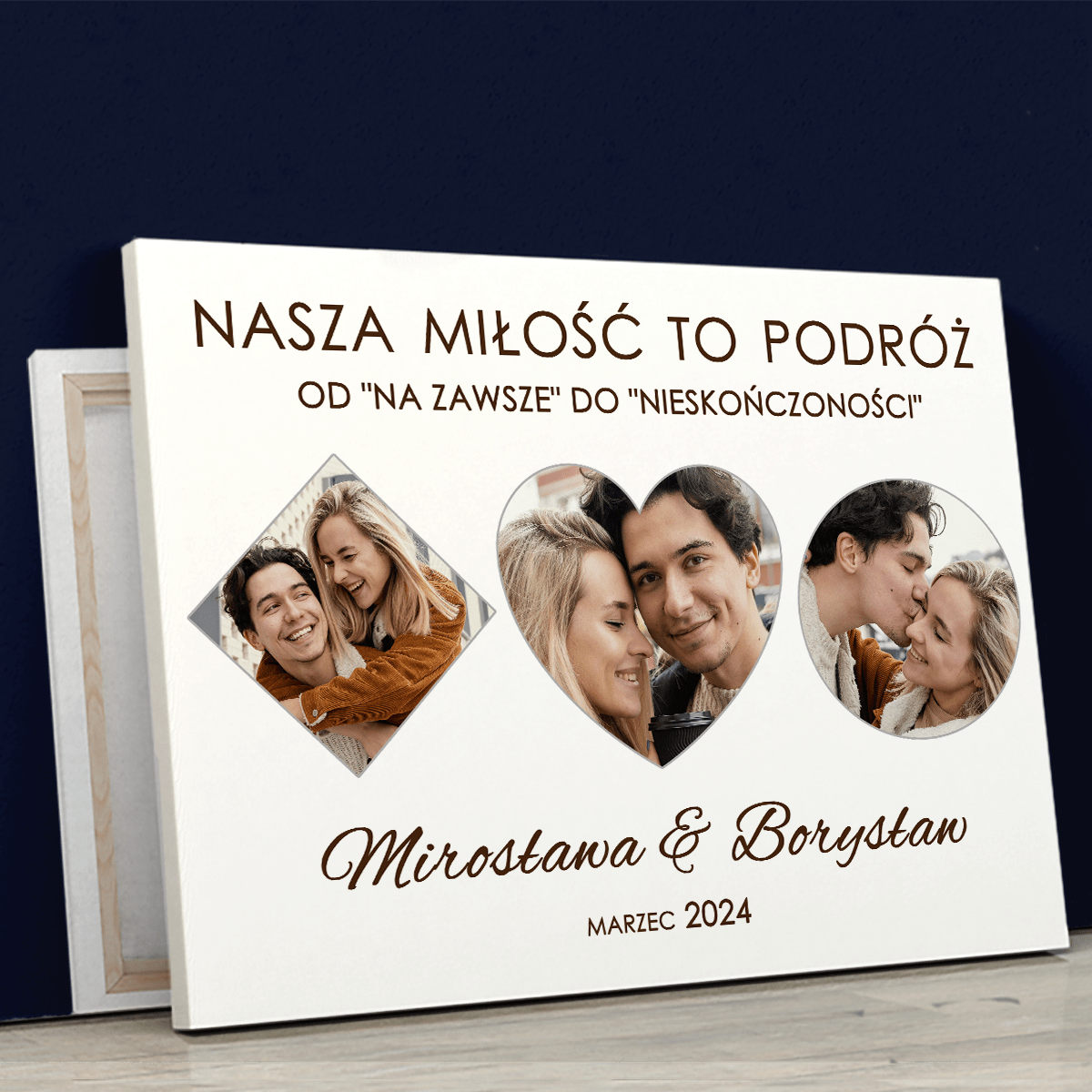 Nasza miłość to podróż - druk na płótnie, spersonalizowany prezent dla pary - idamell.com