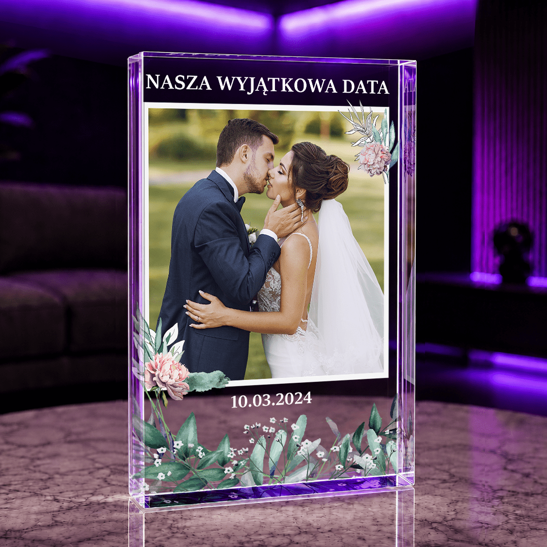 Nasza najważniejsza data - Druk na szkle, spersonalizowany prezent dla małżeństwa - idamell.com