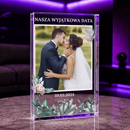 Nasza najważniejsza data - Druk na szkle, spersonalizowany prezent dla małżeństwa - idamell.com