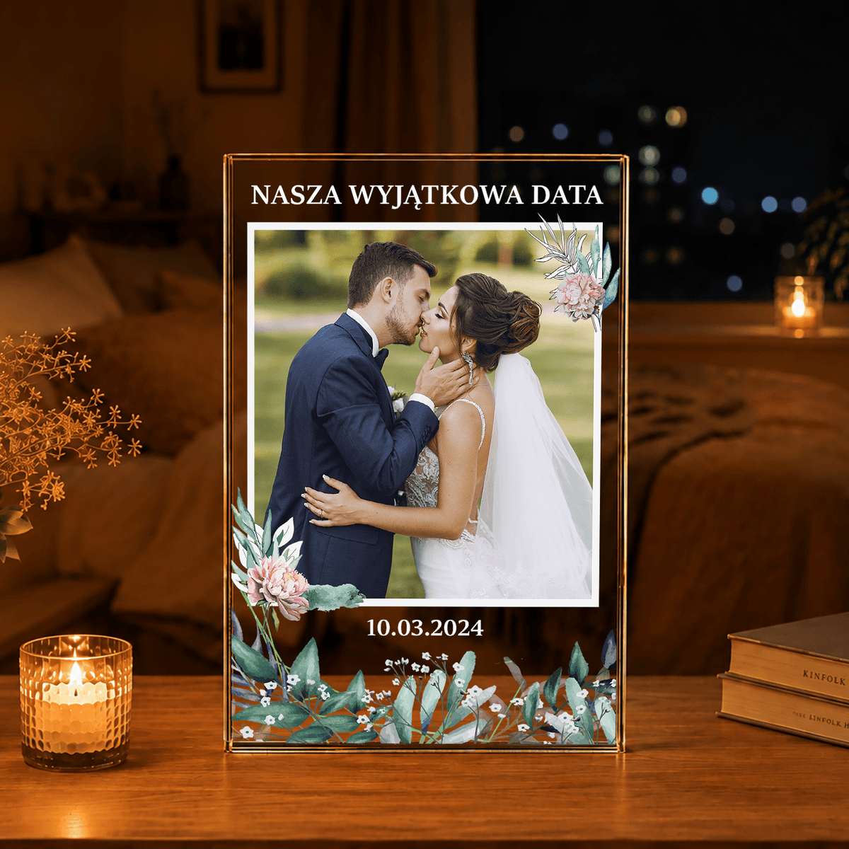 Nasza najważniejsza data - Druk na szkle, spersonalizowany prezent dla małżeństwa - idamell.com