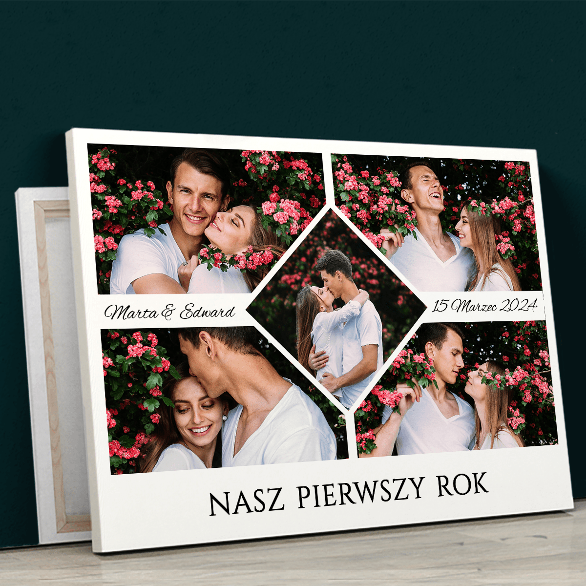 Nasza pierwsza rocznica - druk na płótnie, spersonalizowany prezent dla pary - idamell.com