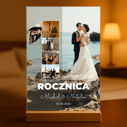 Nasza pierwsza rocznica + imiona - Druk na szkle, spersonalizowany prezent dla pary - idamell.com