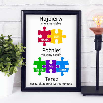 Nasza układanka - Druk na szkle, spersonalizowany prezent dla rodziców - idamell.com