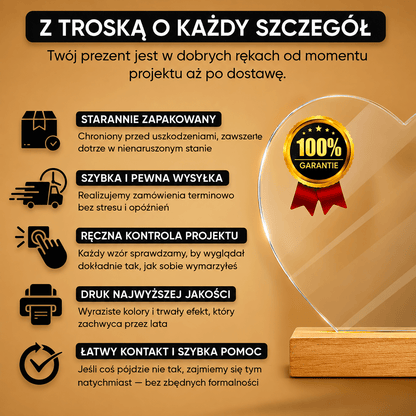 Nasza wyjątkowa data - Druk na szkle serce, spersonalizowany prezent dla niej - idamell.com