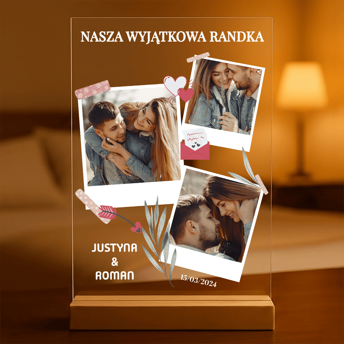 Nasza wyjątkowa randka - Druk na szkle, spersonalizowany prezent dla pary - idamell.com