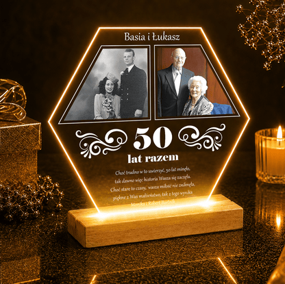 Nasze 50 lat razem - Druk na szkle, spersonalizowany prezent dla pary - idamell.com