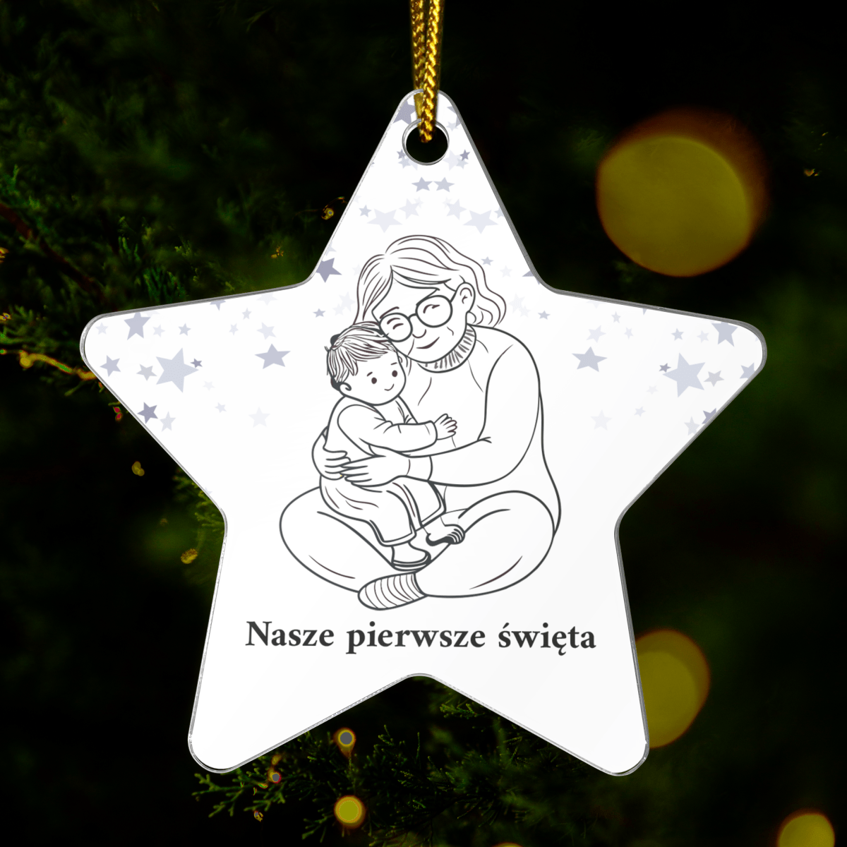 Nasze pierwsze święta - bombka choinkowa, spersonalizowany prezent dla babci - idamell.com