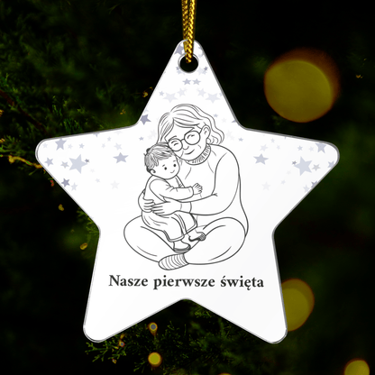 Nasze pierwsze święta - bombka choinkowa, spersonalizowany prezent dla babci - idamell.com