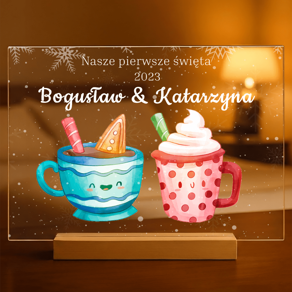 Nasze pierwsze święta razem - Druk na szkle, spersonalizowany prezent dla pary - idamell.com