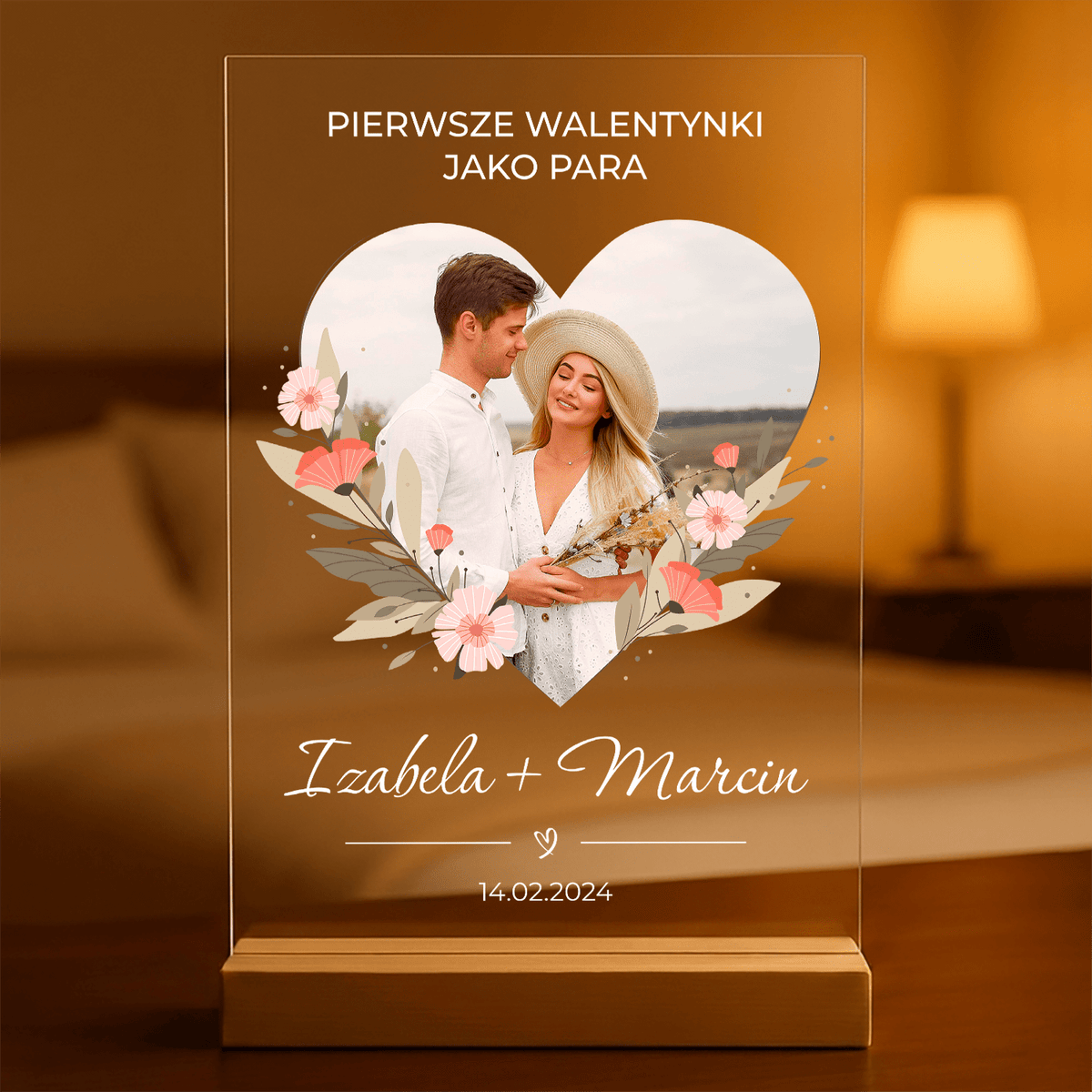 Nasze pierwsze walentynki - Druk na szkle, spersonalizowany prezent dla pary - idamell.com