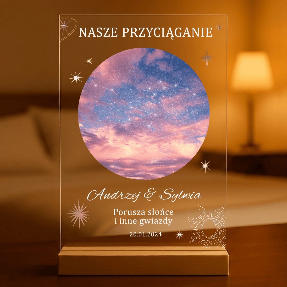 Nasze przyciąganie - Druk na szkle, spersonalizowany prezent dla kobiety - idamell.com