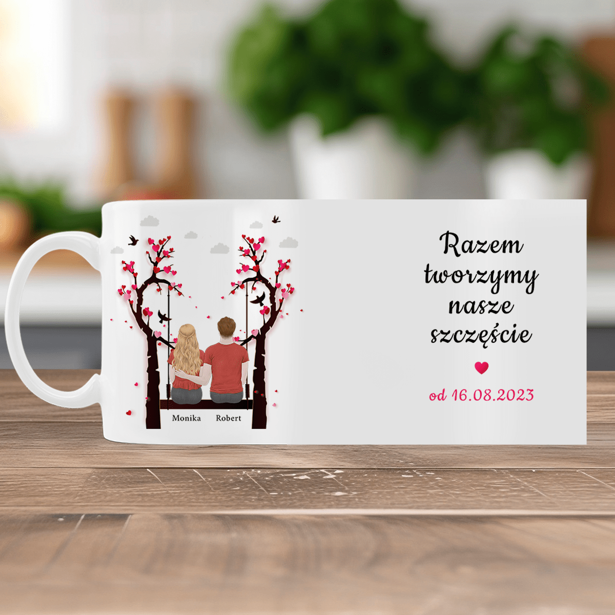 Nasze szczęście - 1x Kubek z nadrukiem, spersonalizowany prezent dla pary - idamell.com