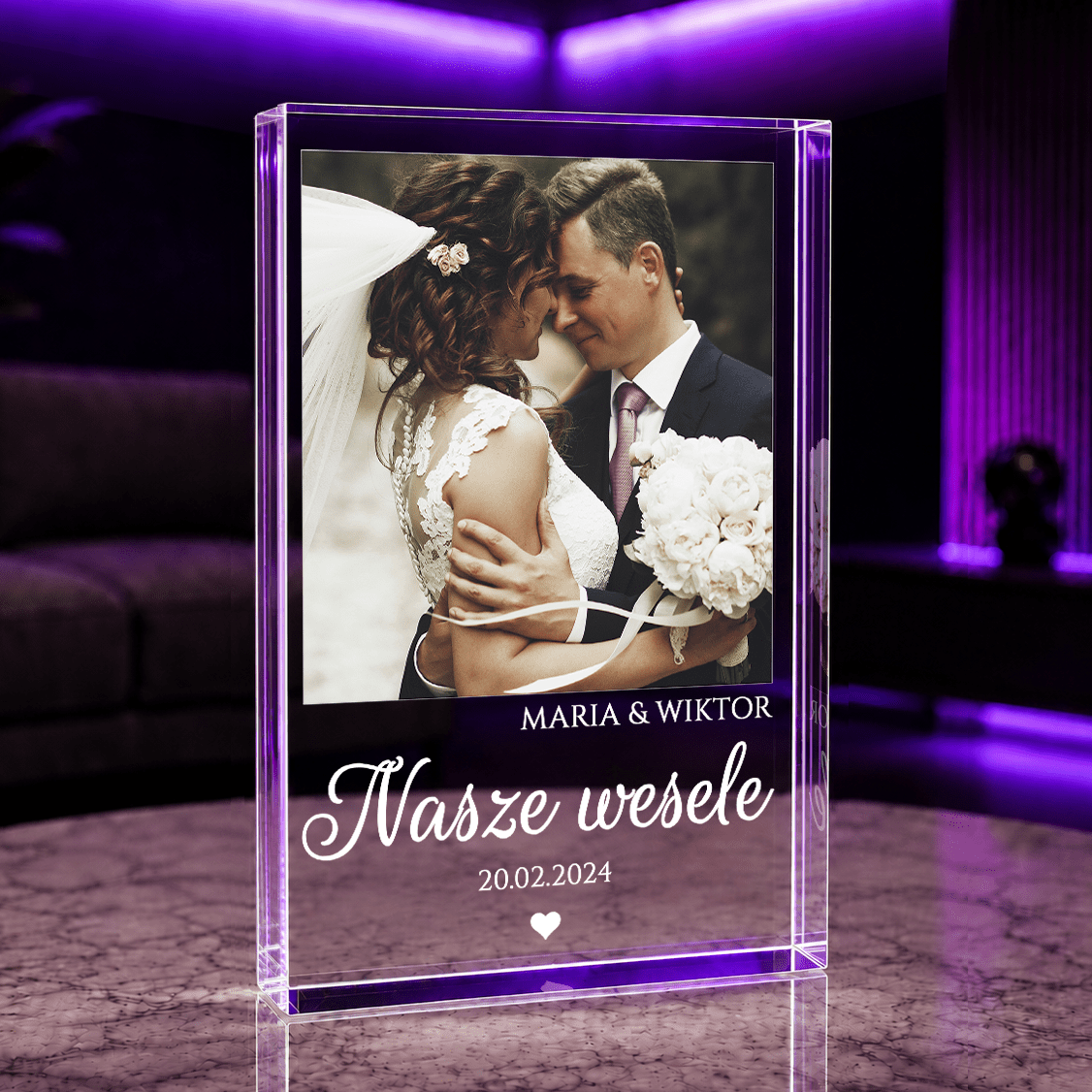 Nasze wesele - Druk na szkle, spersonalizowany prezent dla pary - idamell.com