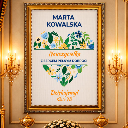 Kolaż ze zdjęć na płótnie Nauczycielka z sercem — prezent dla nauczyciela