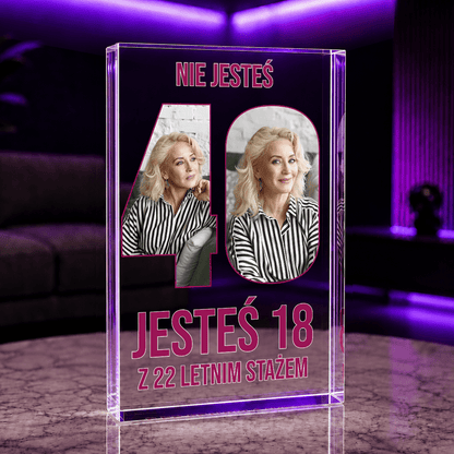 Nie masz 40 lat - Druk na szkle, spersonalizowany prezent na 40. urodziny - idamell.com