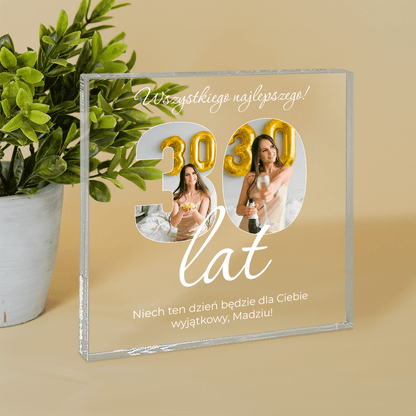 Niech ten dzień będzie wyjątkowy - Druk na kwadratowym szkle, spersonalizowany prezent dla niej - idamell.com